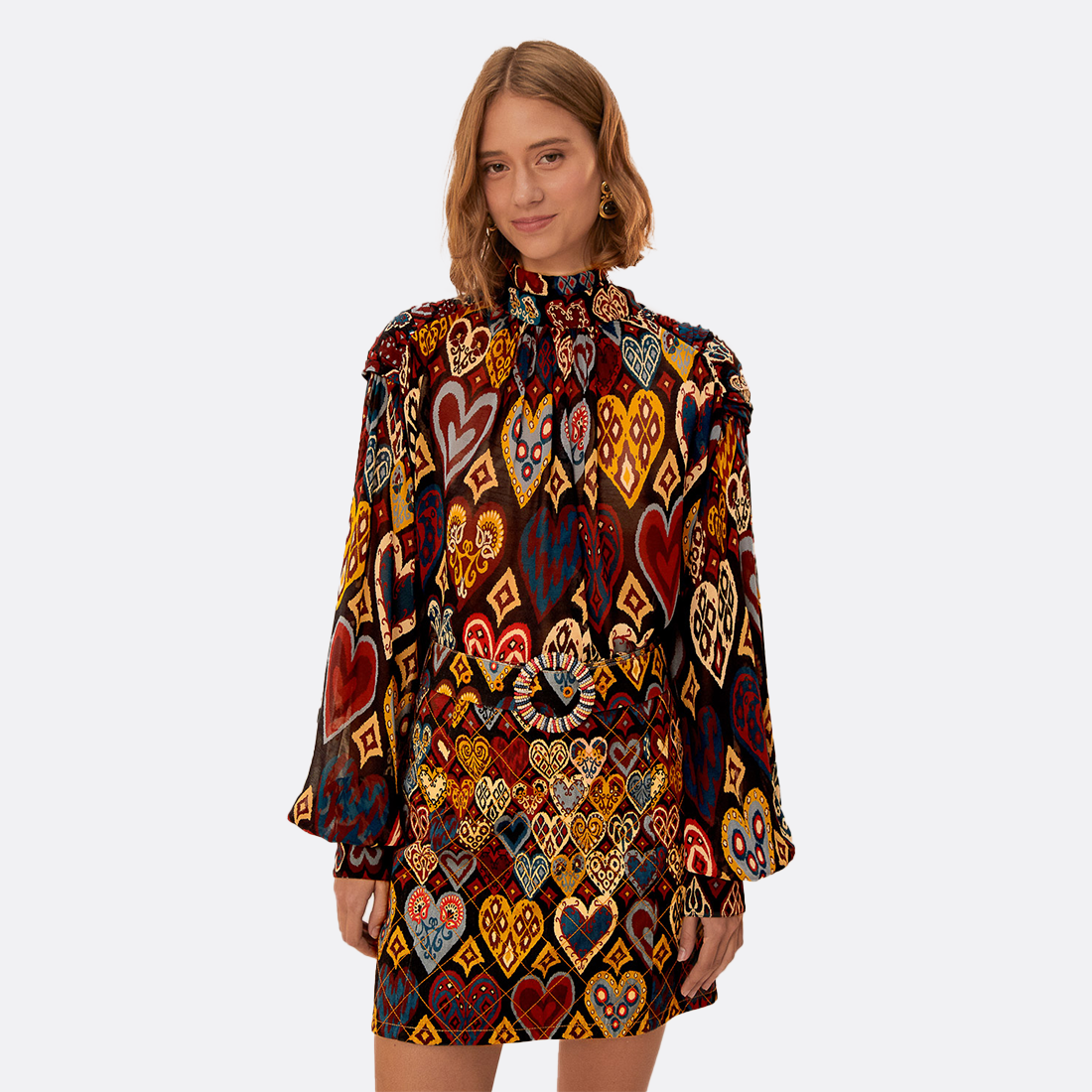 Hearts Ikat Black Skirt