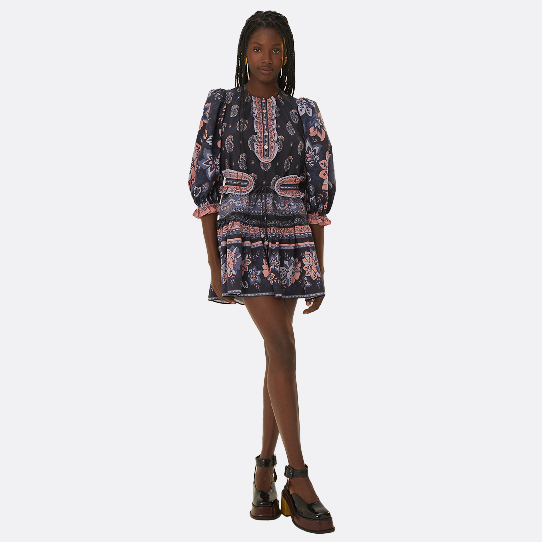 Ayla Blue Short Sleeve Mini Dress