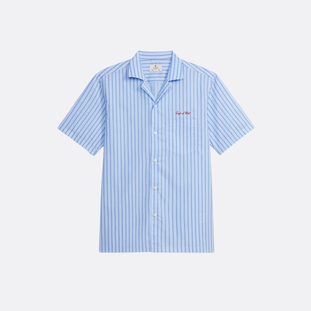 Camisa de manga corta de rayas azules