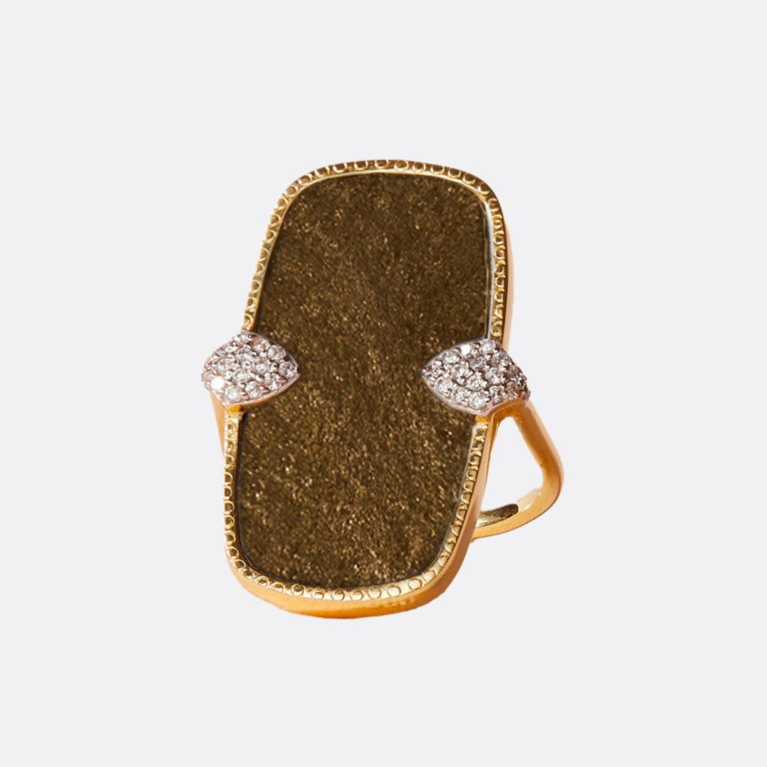 Bague Obsidienne Dorée Sangha