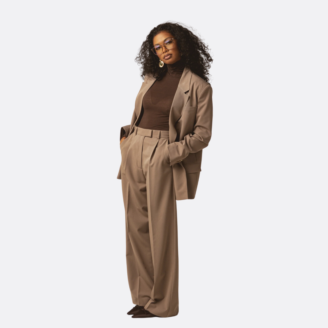 Pantalones a medida Jagger Pinstripe - Taupe
