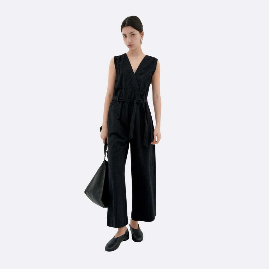 Schwarzer Seersucker Wimona Jumpsuit