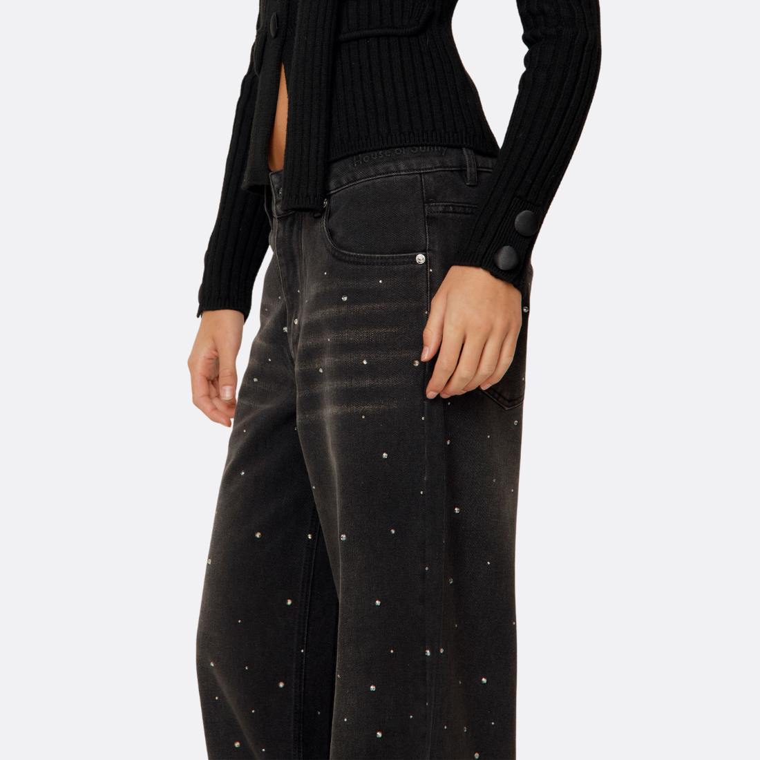 13oz kristallisierter Denim mit weitem Bein