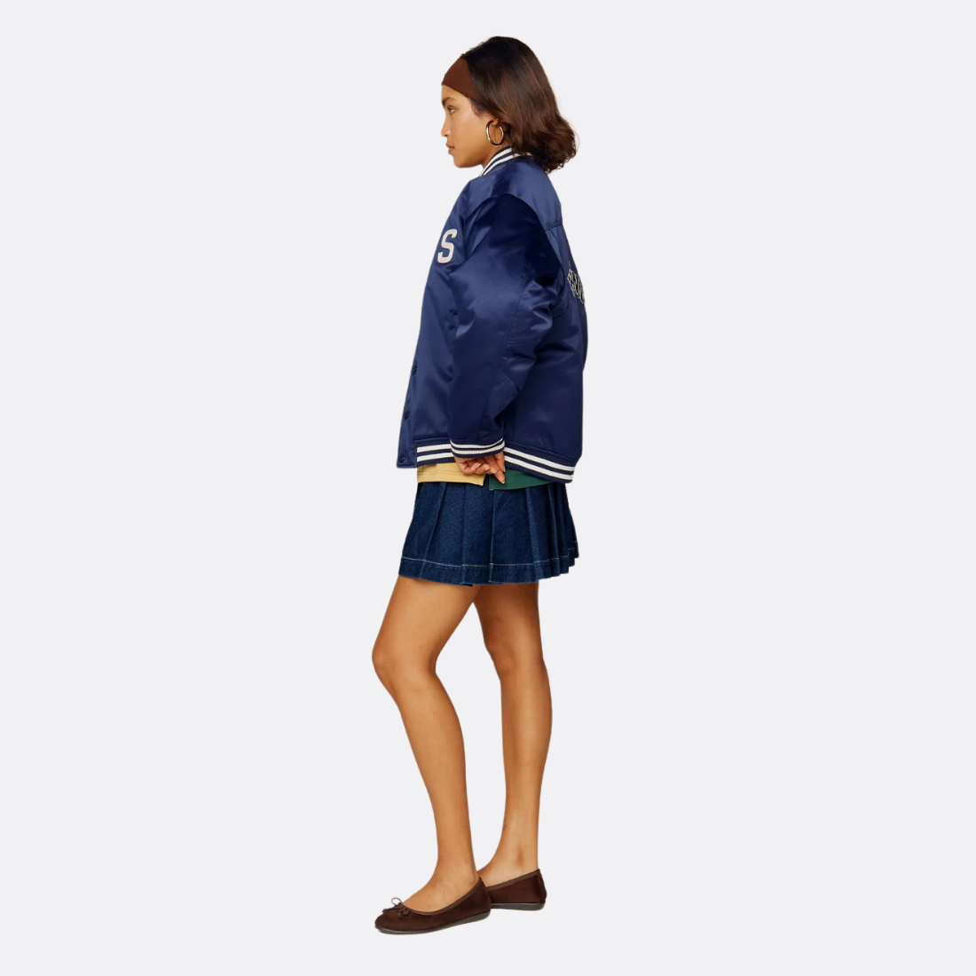 Satin Club Bomber True Navy