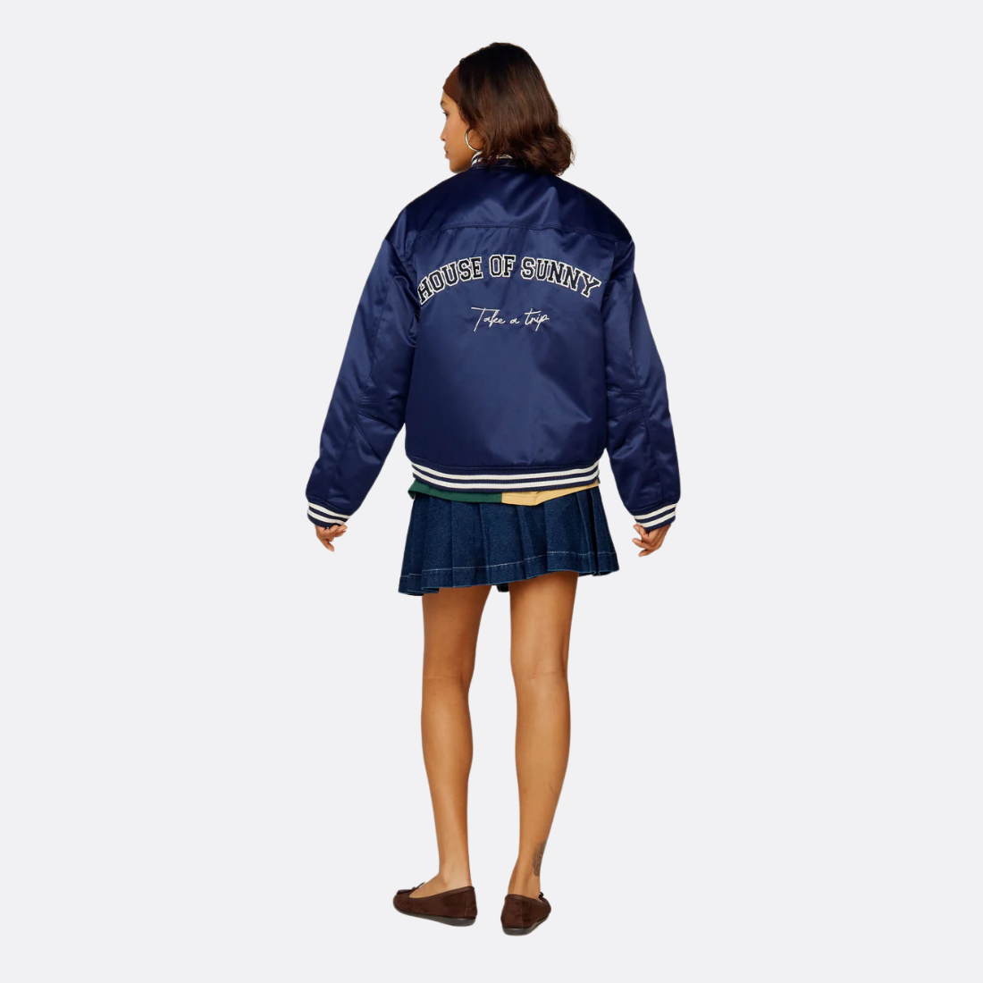 Satin Club Bomber True Navy