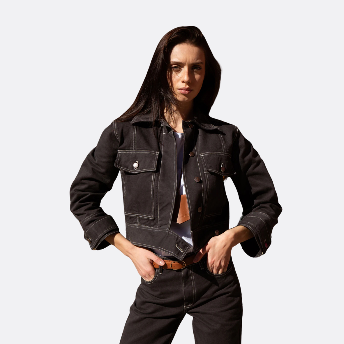 Veste en jean recadré