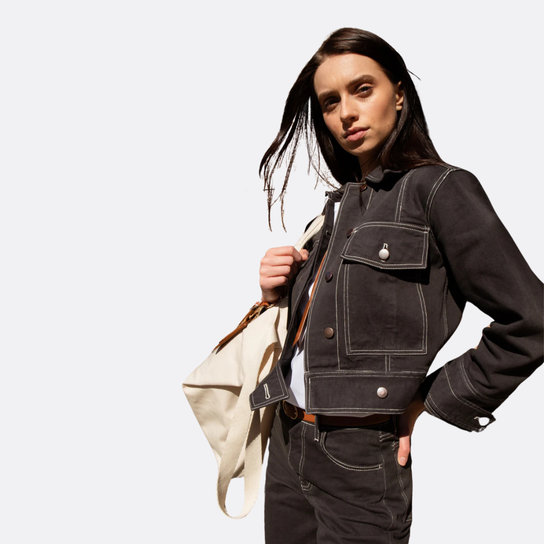 Veste en jean recadré