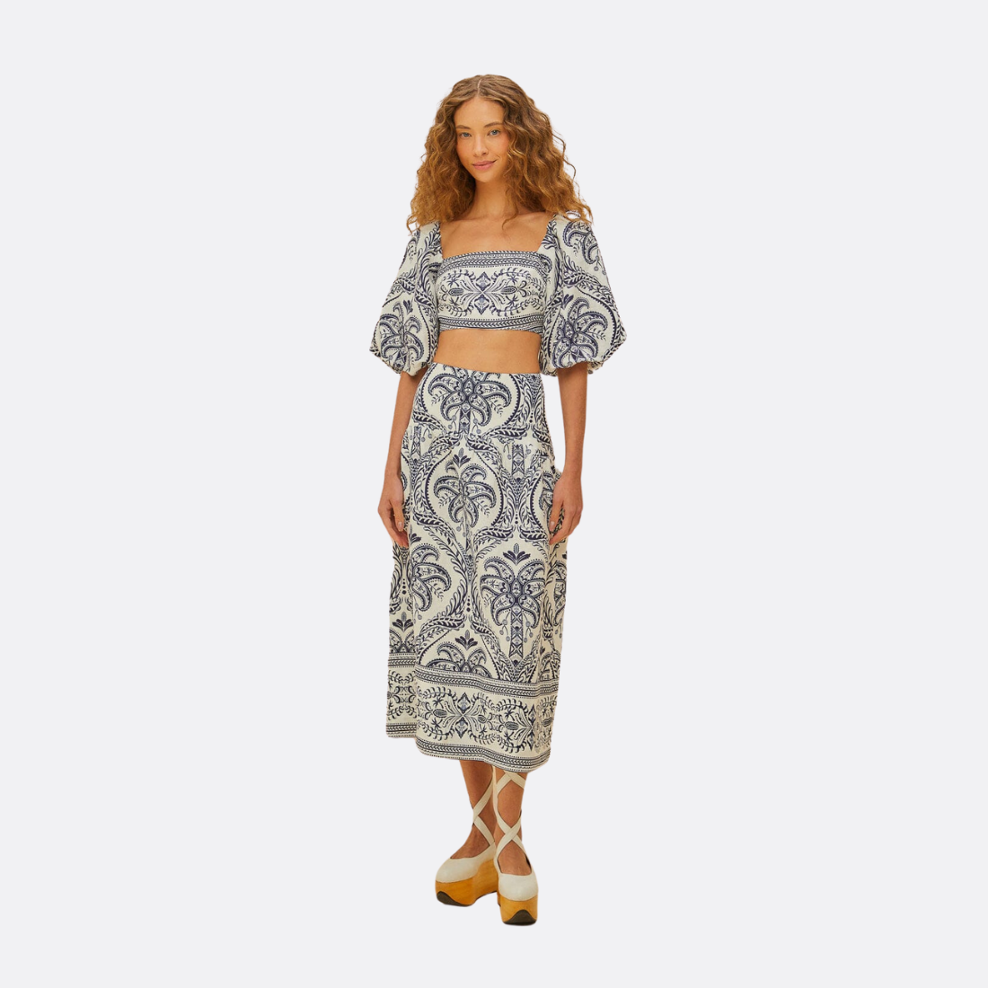Bluse Blue Tropical Cameo Off-White