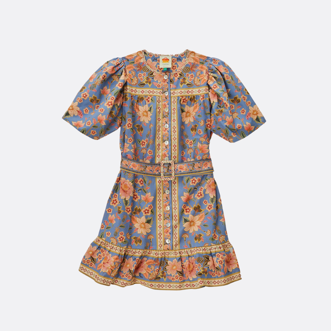 Mini Vestido Superbloom Tapeçaria Azul