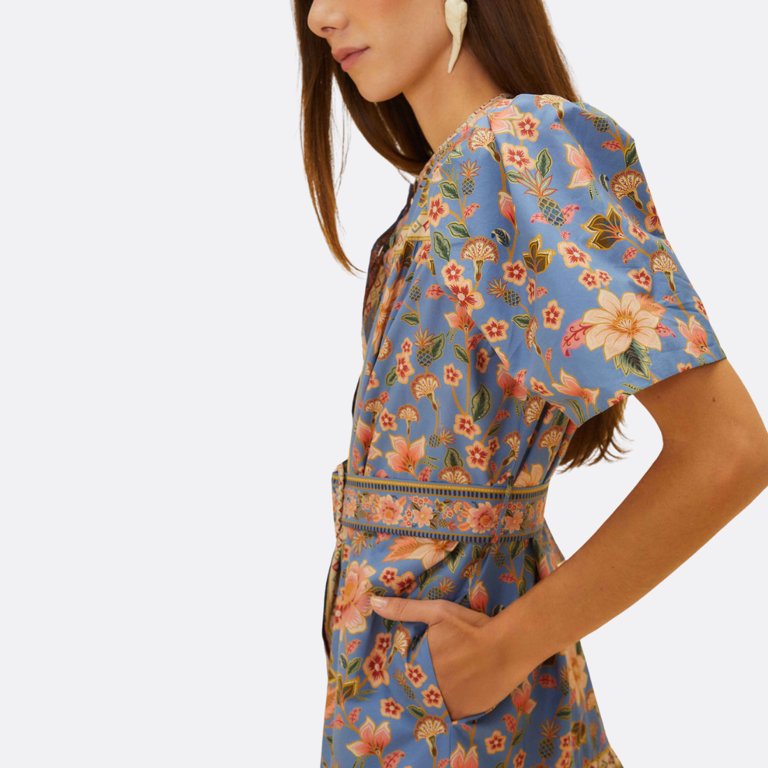 Mini Vestido Superbloom Tapeçaria Azul