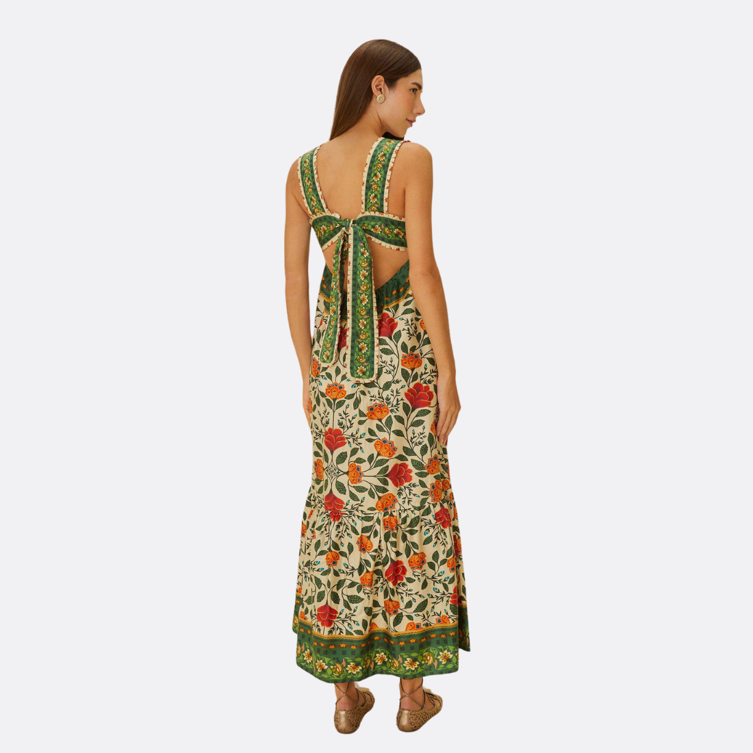 Vestido Maxi Jardim Tapeçaria Areia