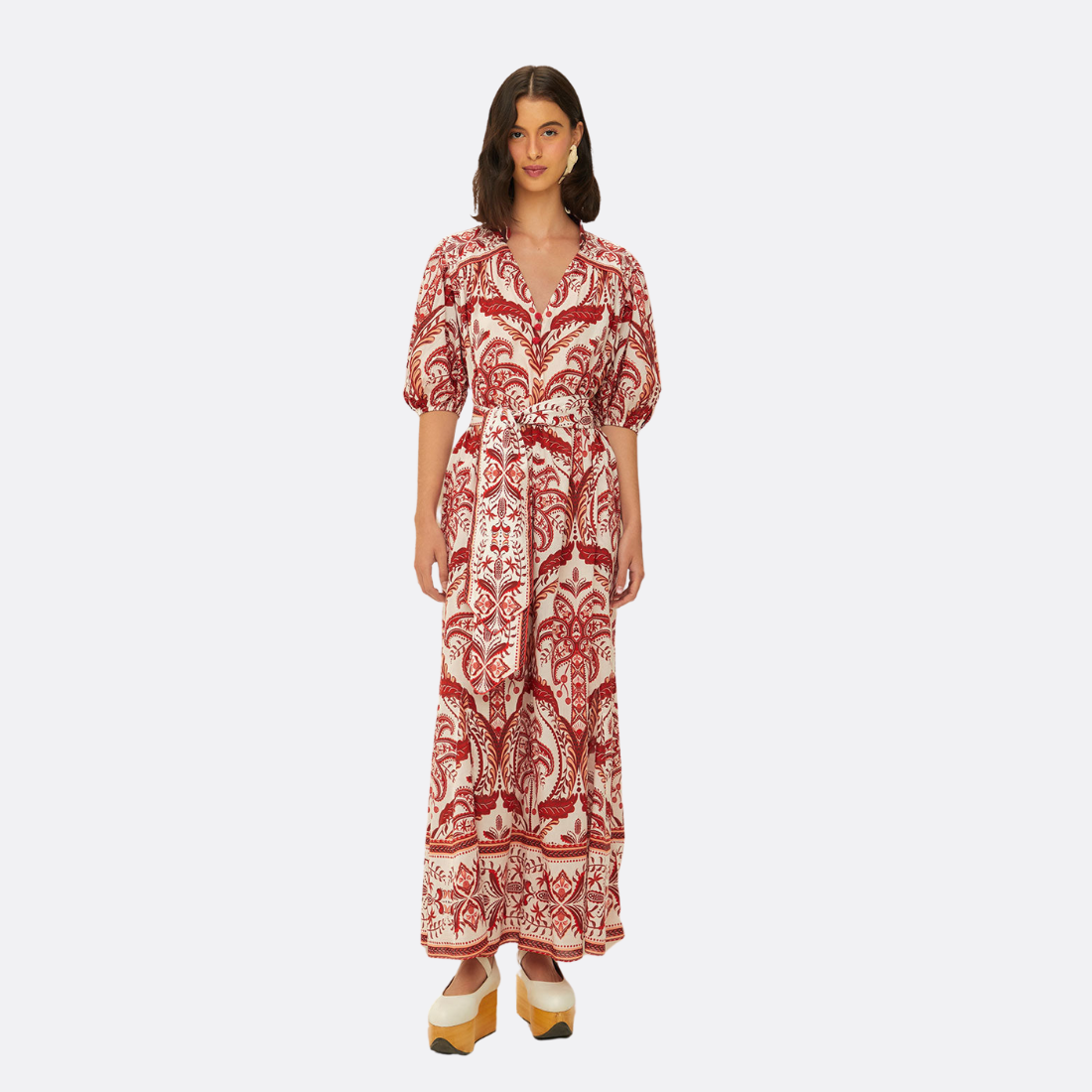 Vestido Maxi Tropical Cameo Off-white
