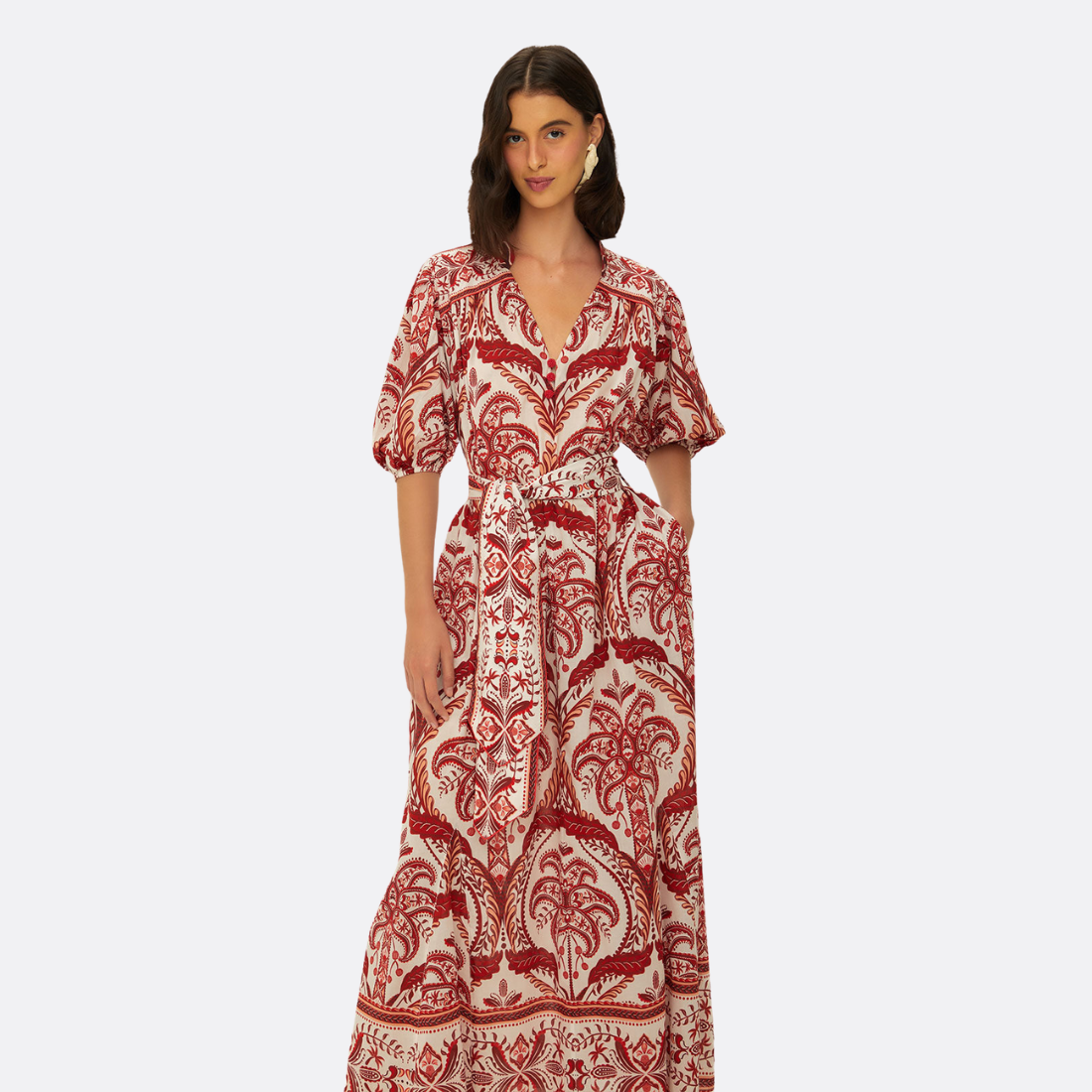 Vestido Maxi Tropical Cameo Off-white