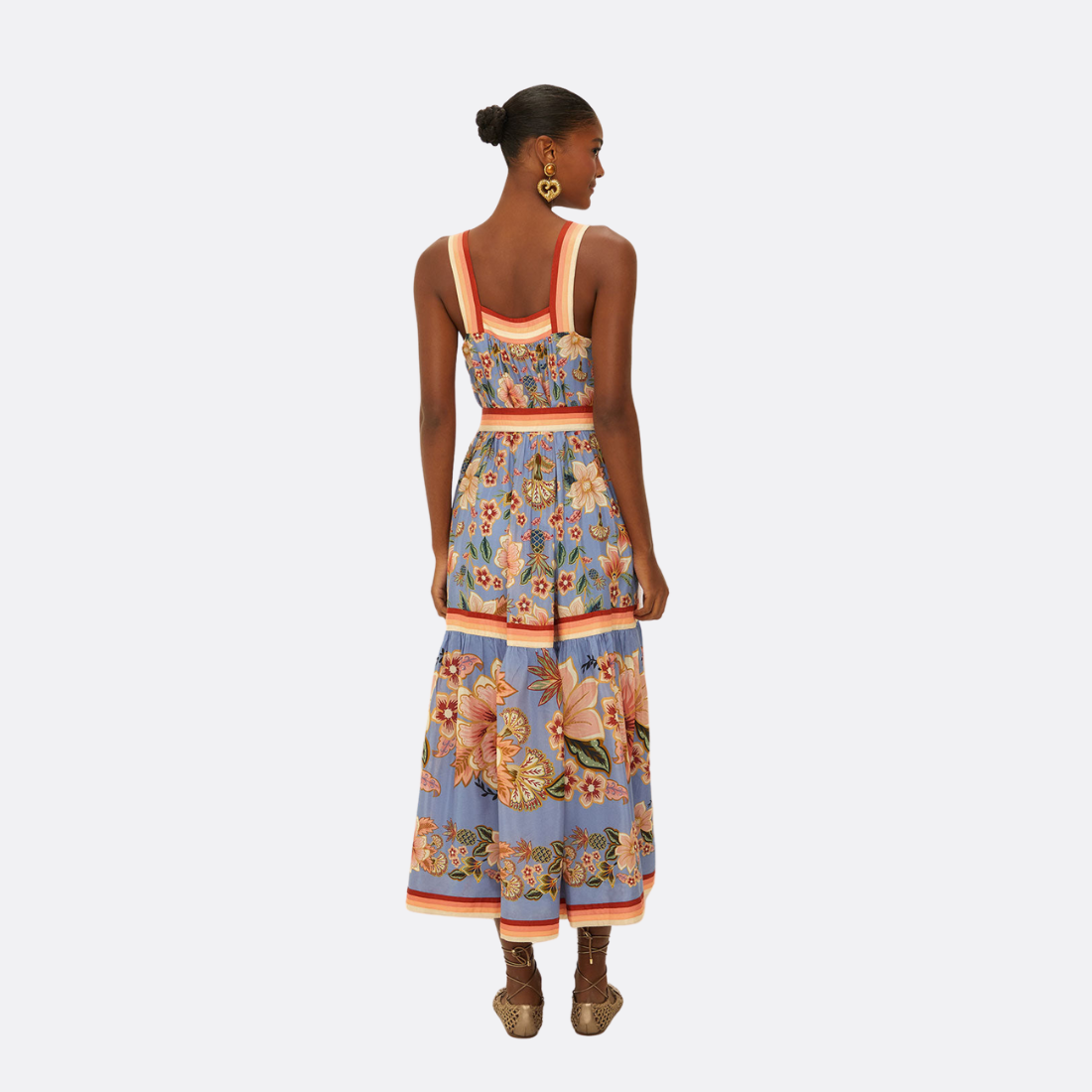 Vestido Maxi Superbloom Tapeçaria Azul Angulado