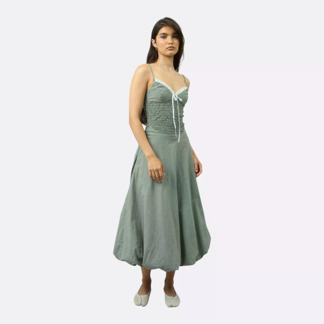 GINGHAM BALLOON CAMI DRESS
