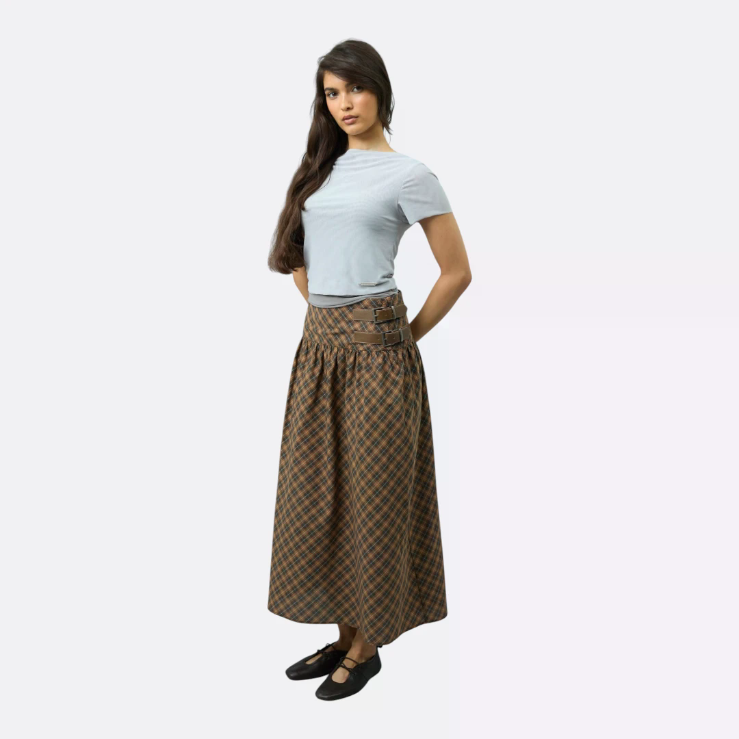 CHECK BUCKLE SKIRT