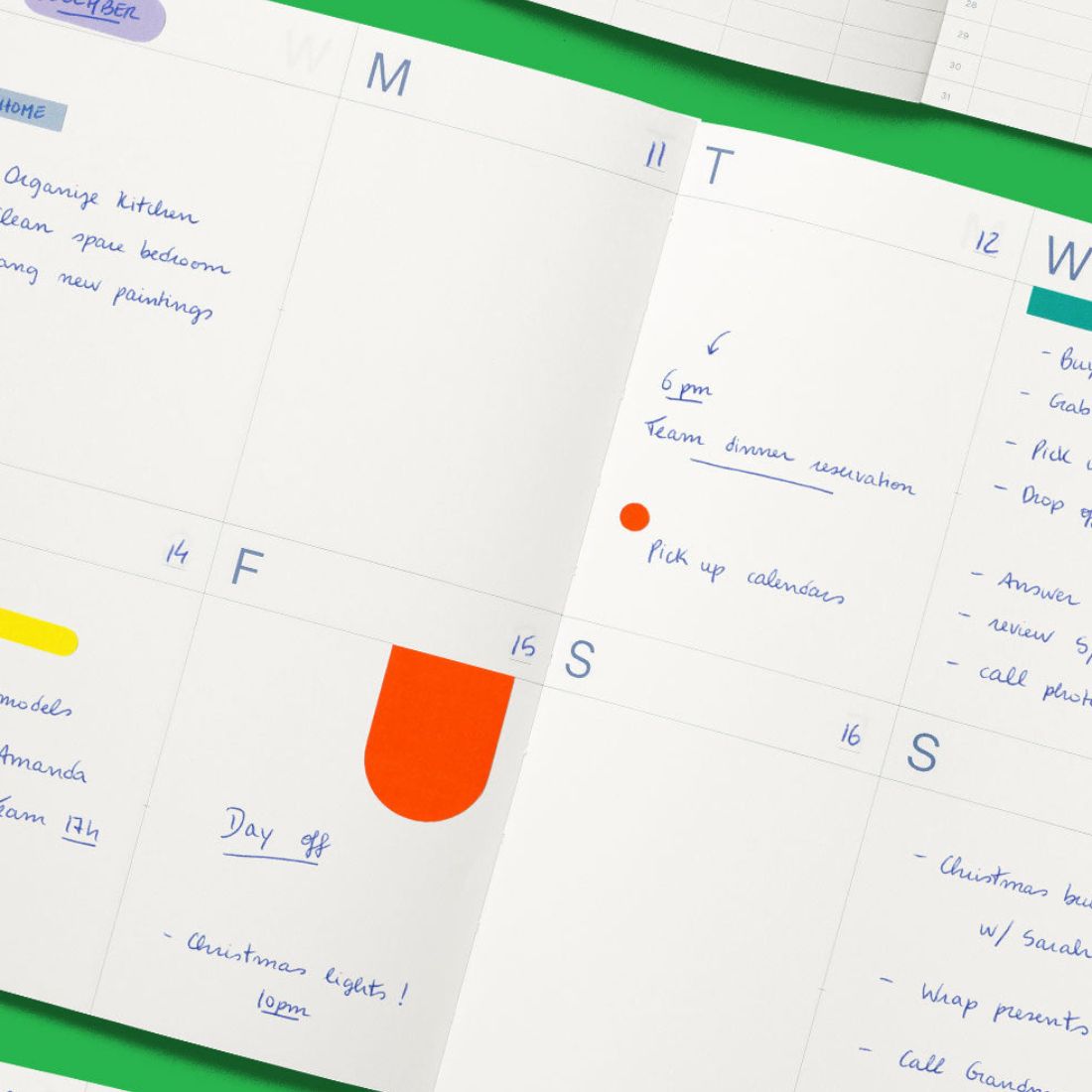 Undated Planner Notes Lucky Green