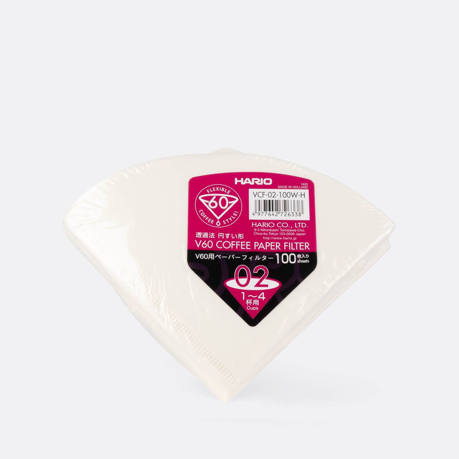 This oxygen bleached paper, cone-shaped white paper filters are optimal for a clean and efficient brew with your v60.