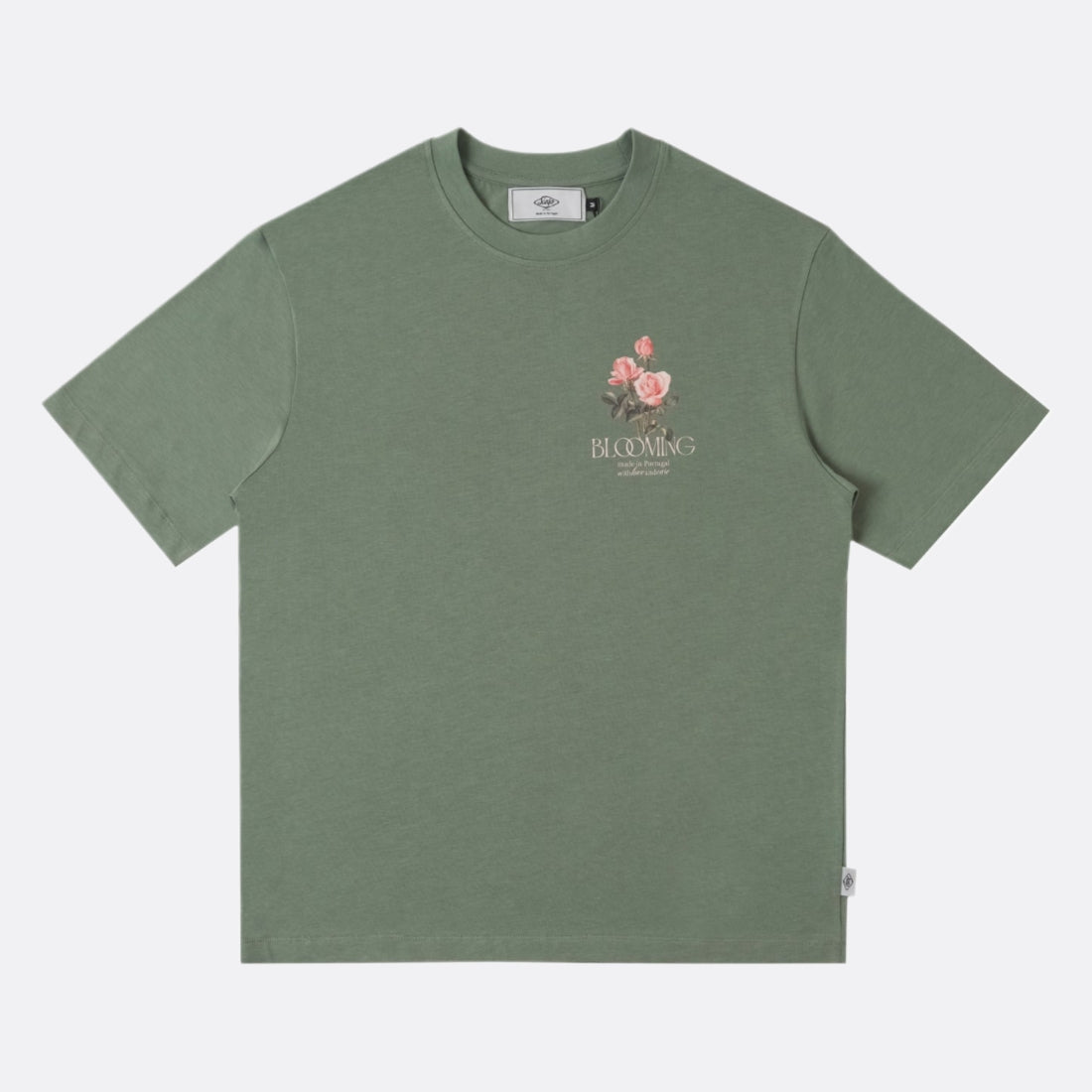 Sanjo Camiseta floreciente // kaki