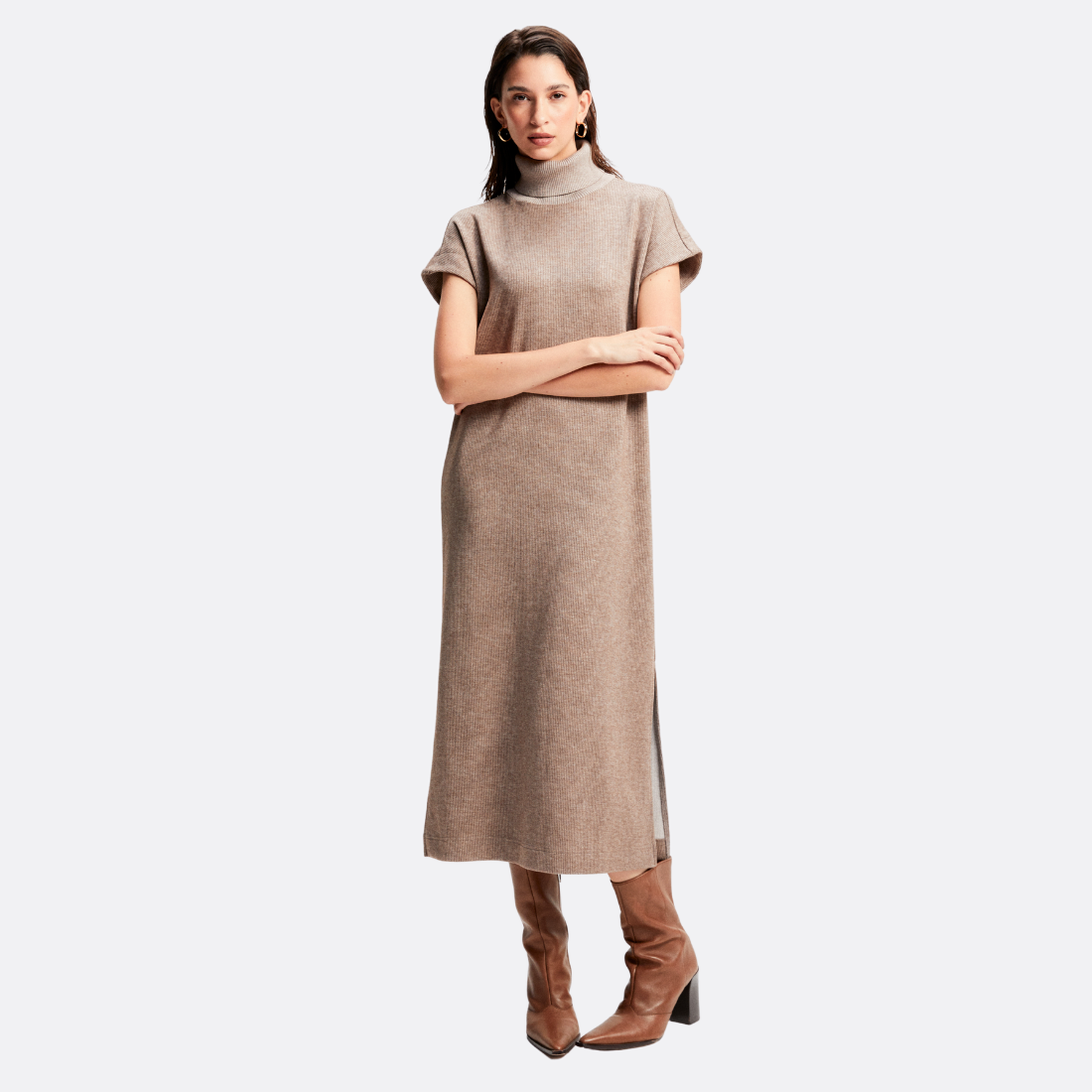 High Neck Ribbed Dress 360