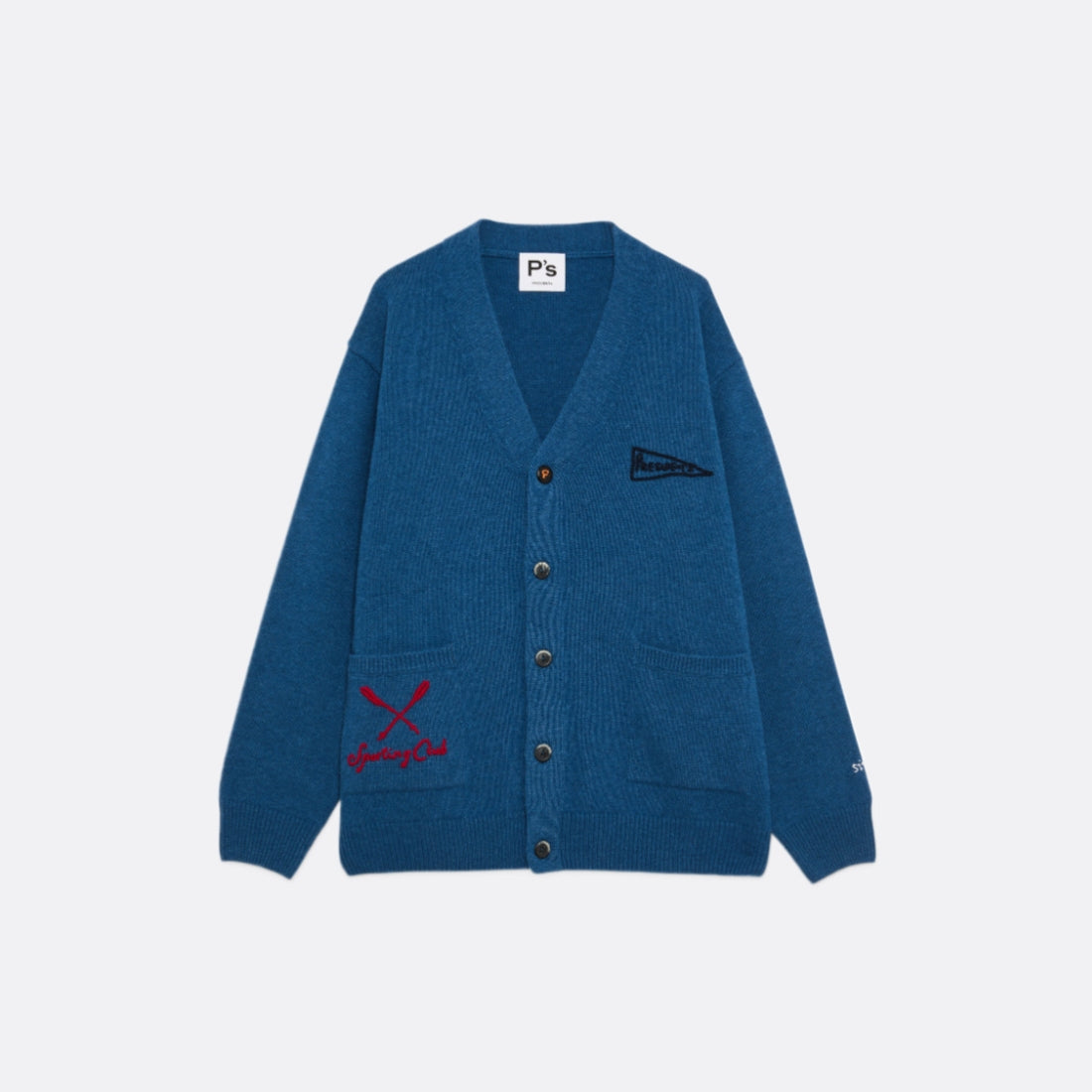 Mg) Cardigan Pocket Ps Lambswool -Stickerei.