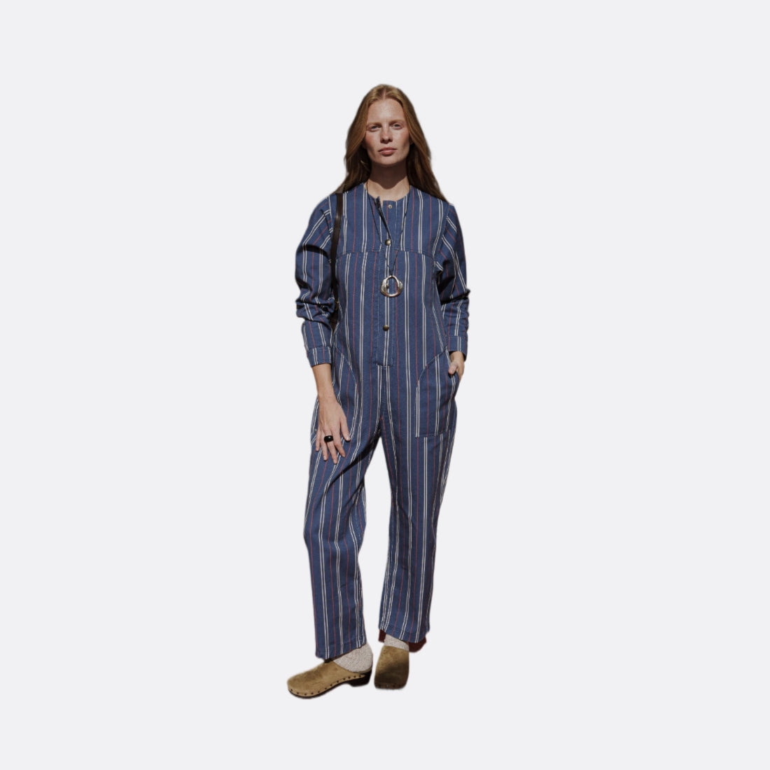 Show Blue Striped Jumpsuit