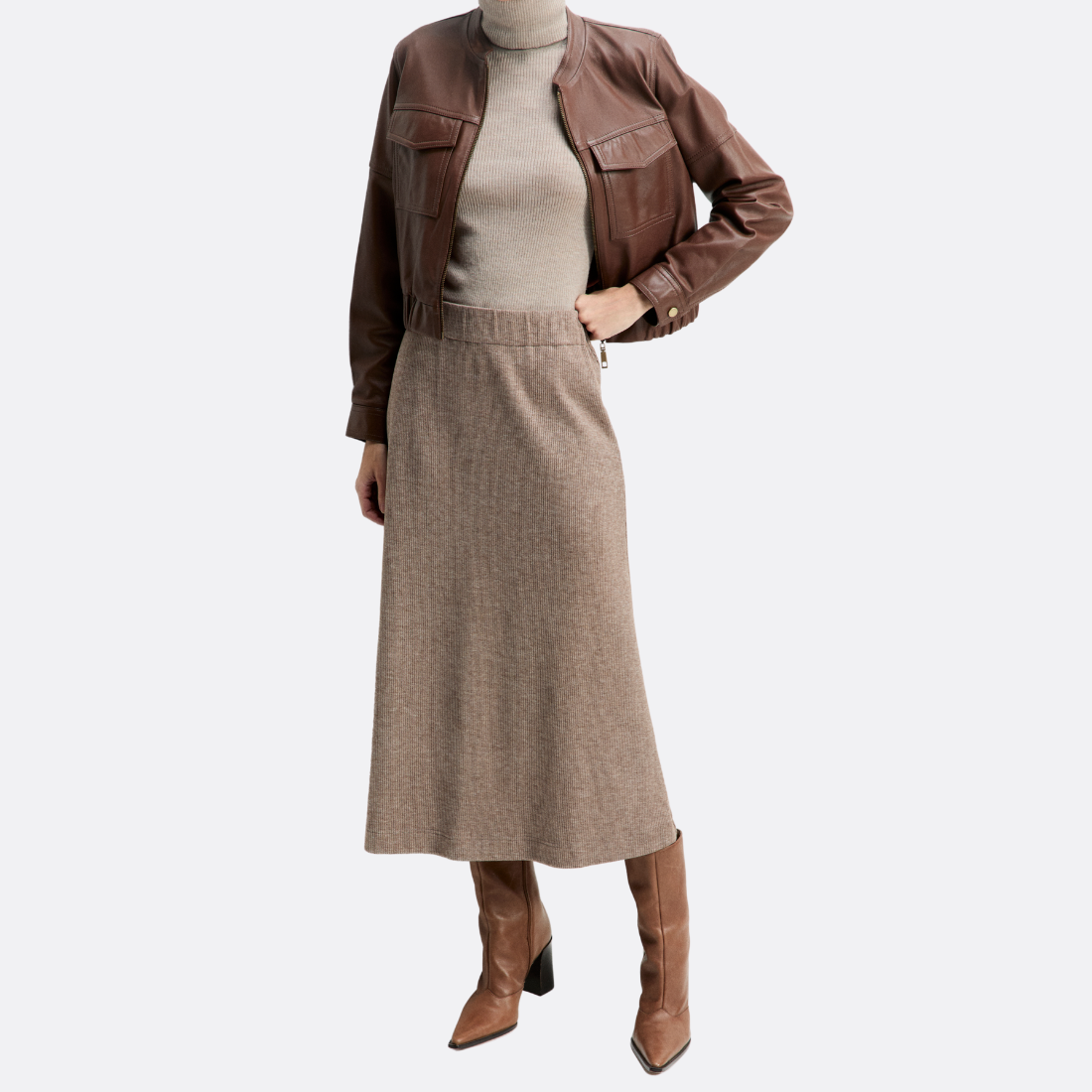 Midi Ribbed Skirt 360