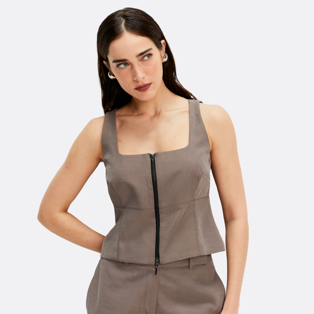 Tailored Tank Top with Zipper