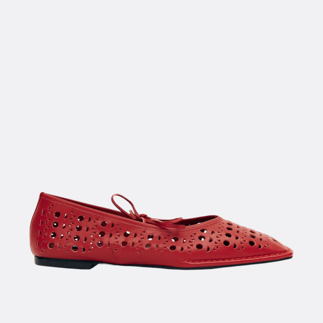 Sway Slit Red Leather Ballet Flats