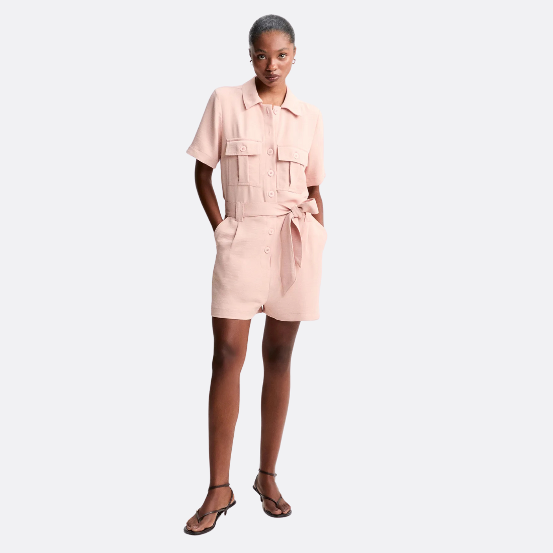 Utility Romper with Tie