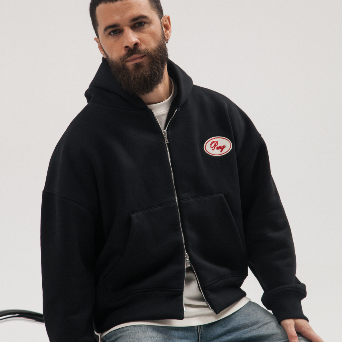 Patch Reißverschluss Hoodie