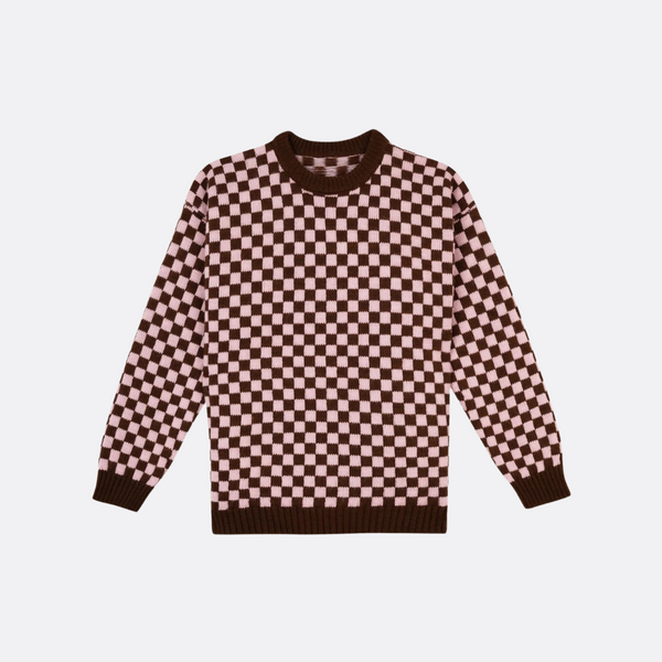 Pink & Brown Chess Sweater