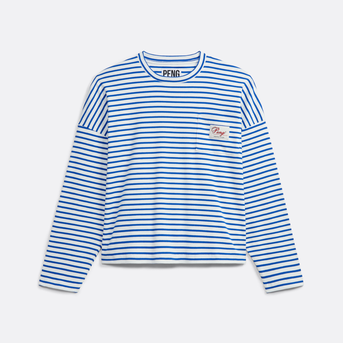Marineblaues, kastenförmiges Langarmshirt