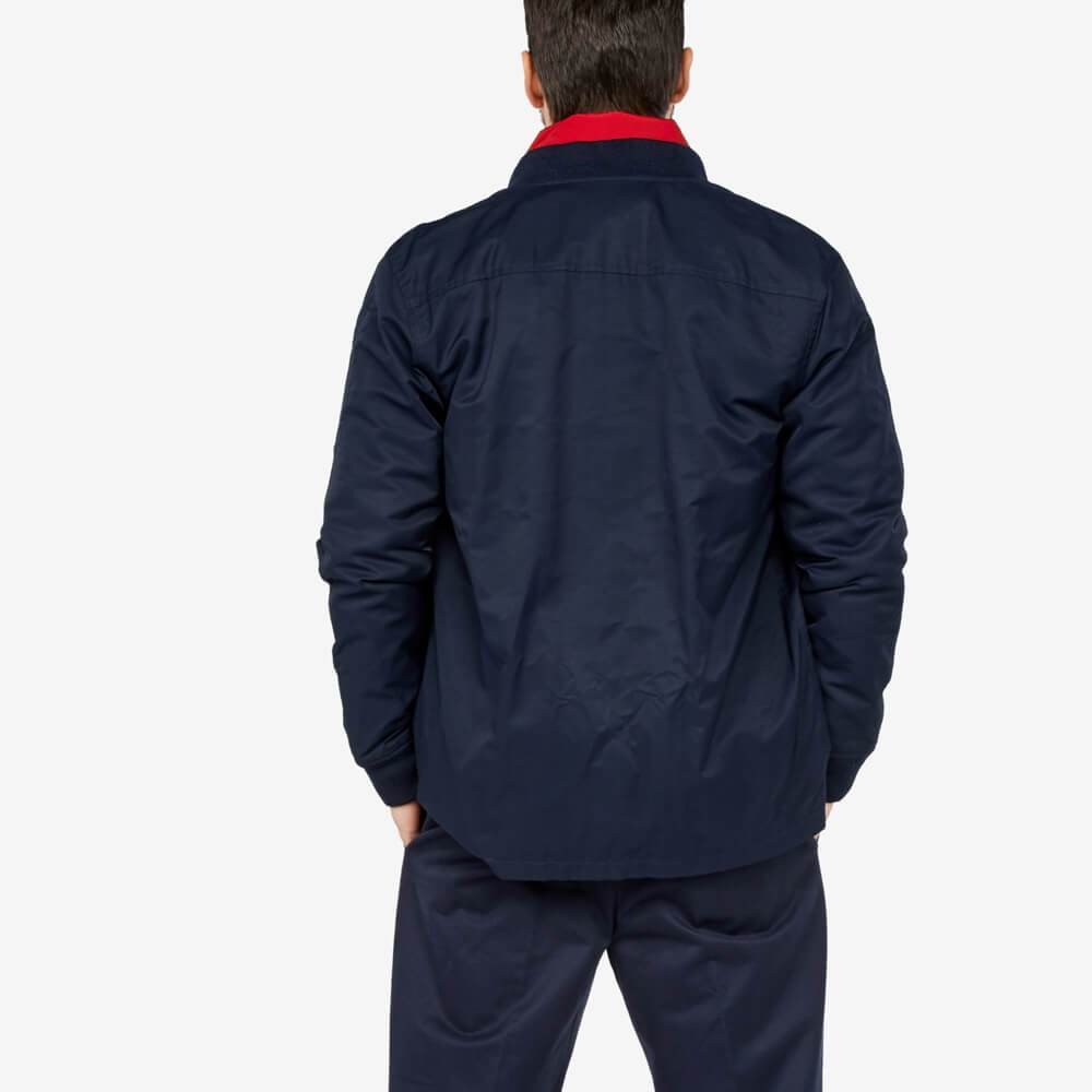 Inspired bomber style featuring ribbed collar and cuffs.