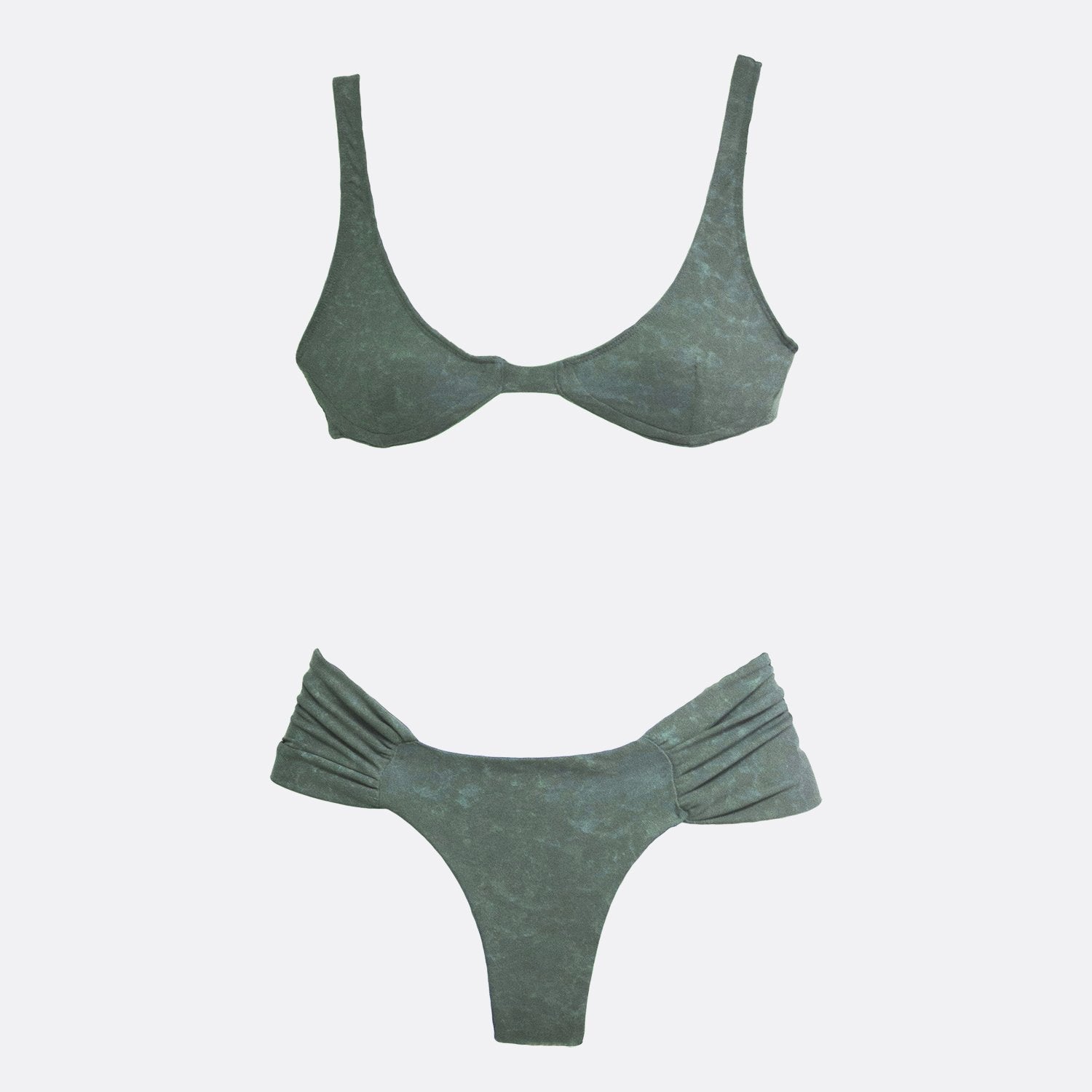 High waisted aqua green bikini with no rims nor cups.